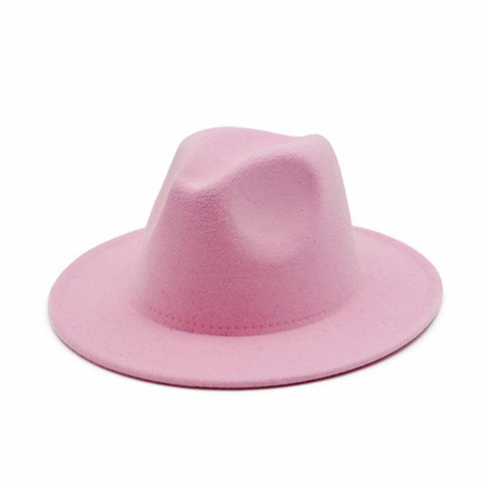 Baby Pink Fedora Wide Brim Cotton Blend Felt Hat